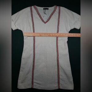 ZARA TRF Embroidered Trim Textured Dress XS Boho Style
